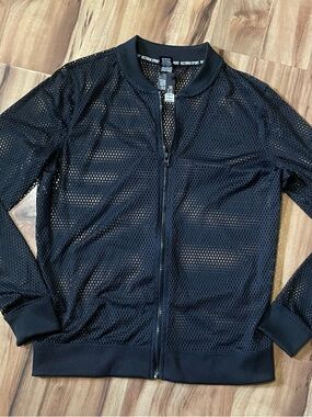 NWT Victoria's Secret VS Sport Netted Mesh Track Jacket - Black - Size S